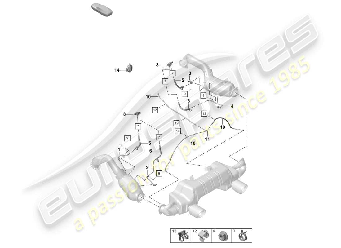 porsche 2021 (718 cayman gt4) ottopartikelfilter abgasklappensteuergerät druckdifferenzgeber teilediagramm