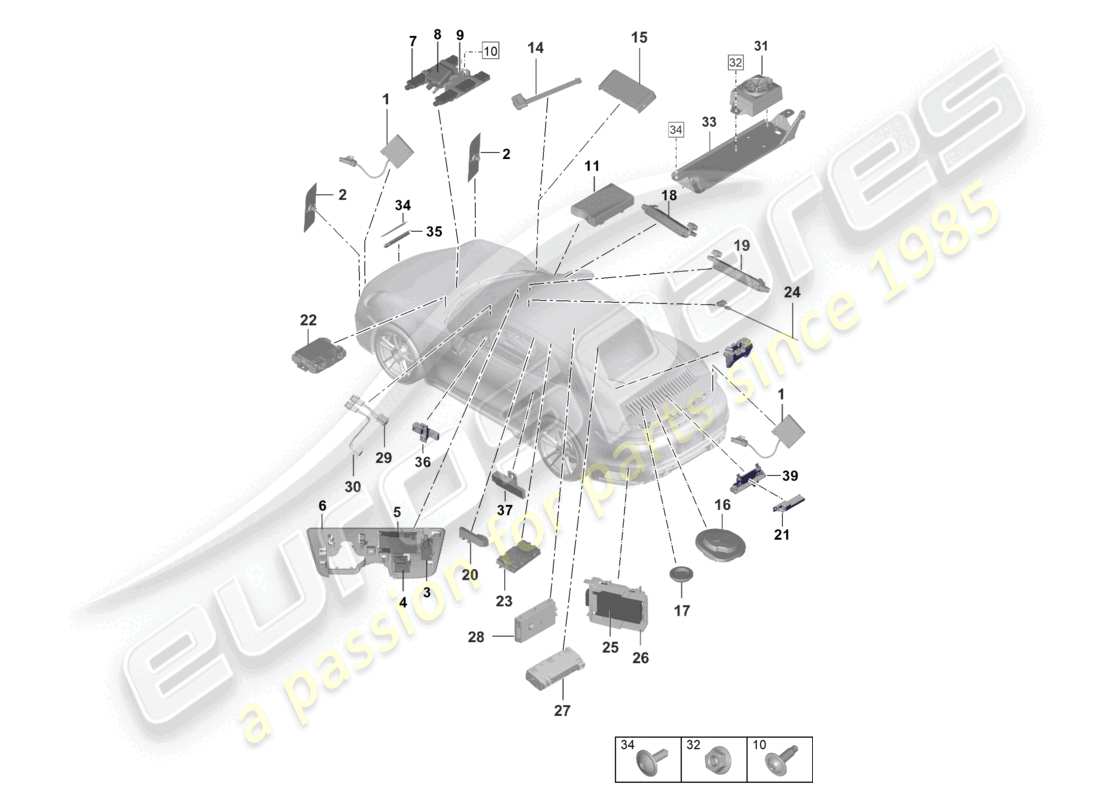 porsche 2026 (992-2 turbo / s) antenne antennenverstärker chipkartenleser für mautsystem anschluss für usb und aux-in teilediagramm