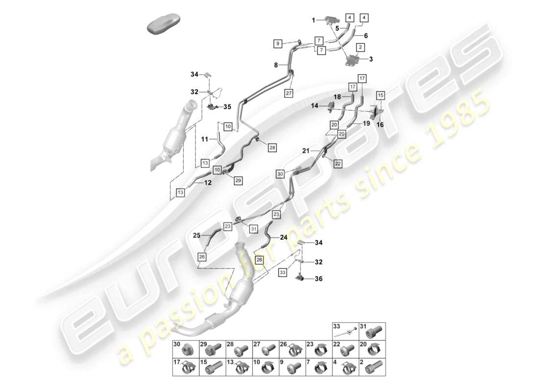 porsche 2023 (panamera 971-2) abgasanlage abgasnachbehandlungssystem sensoren für fahrzeuge mit ottopartikelfilter teilediagramm