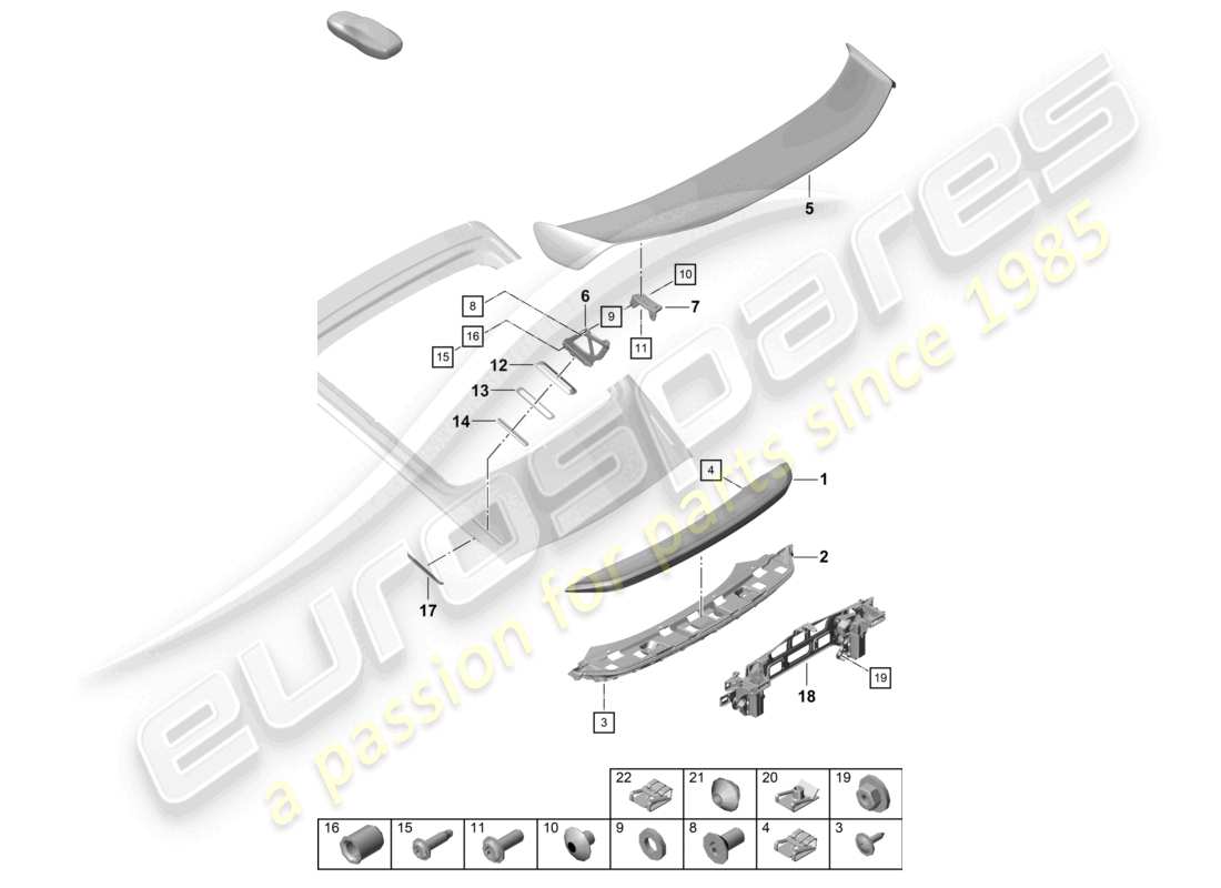 porsche 2021 (718 cayman gt4) heckspoiler teilediagramm