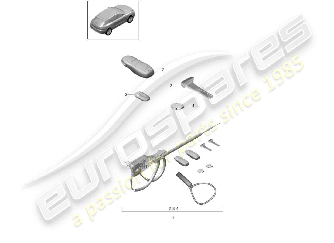 porsche 2021 (macan) 1 set: schlösser und handsender teilediagramm