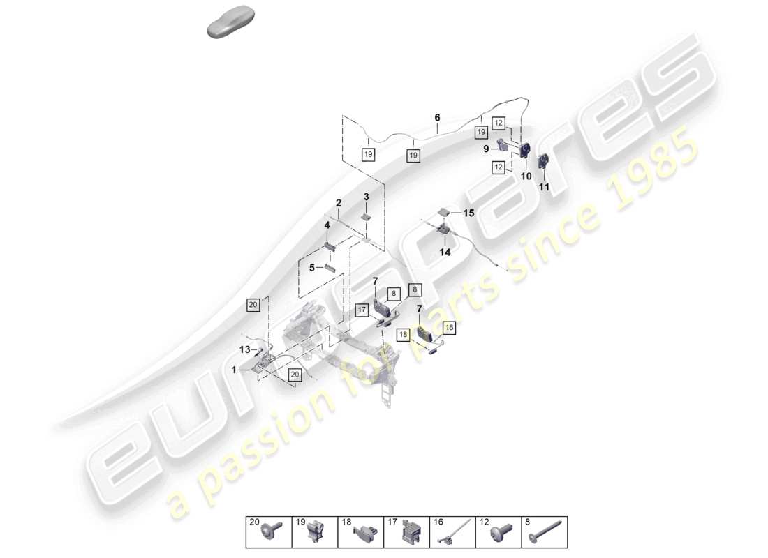 porsche 2025 (cayenne e3 pa) deckelverriegelung verriegelungsmechanismus teilediagramm