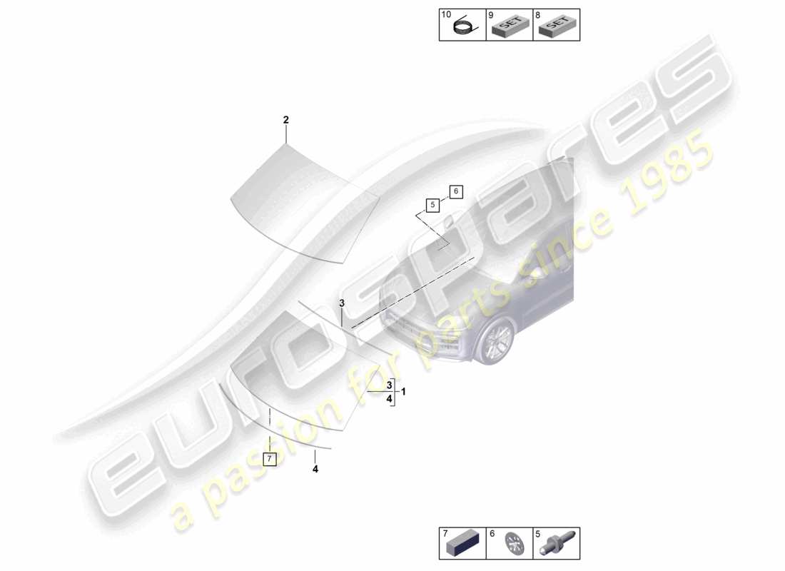 porsche 2025 (cayenne e3 pa) windschutzscheiben-coupé-teilediagramm