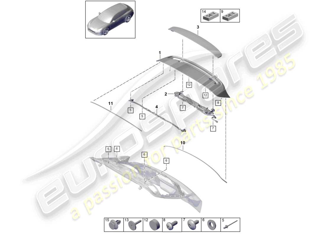 porsche 2021 (panamera 971-1) heckspoiler teilediagramm