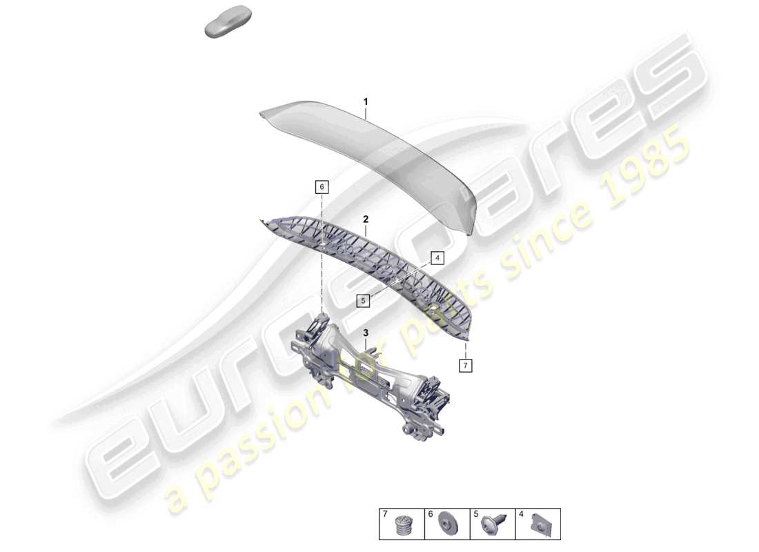 porsche 2022 (718 boxster spyder) heckspoiler teilediagramm
