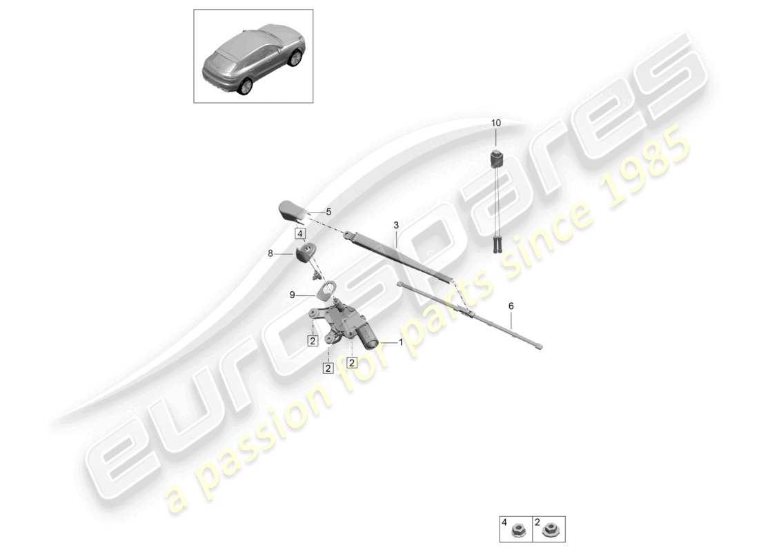 porsche 2021 (macan) heckscheibenwischer teilediagramm