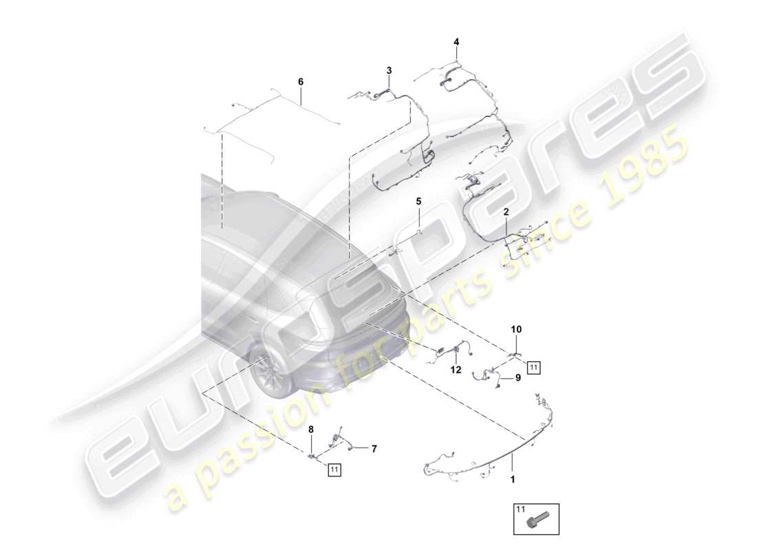 porsche 2025 (cayenne e3 pa) kabelbäume stoßfänger ersatzteildiagramm
