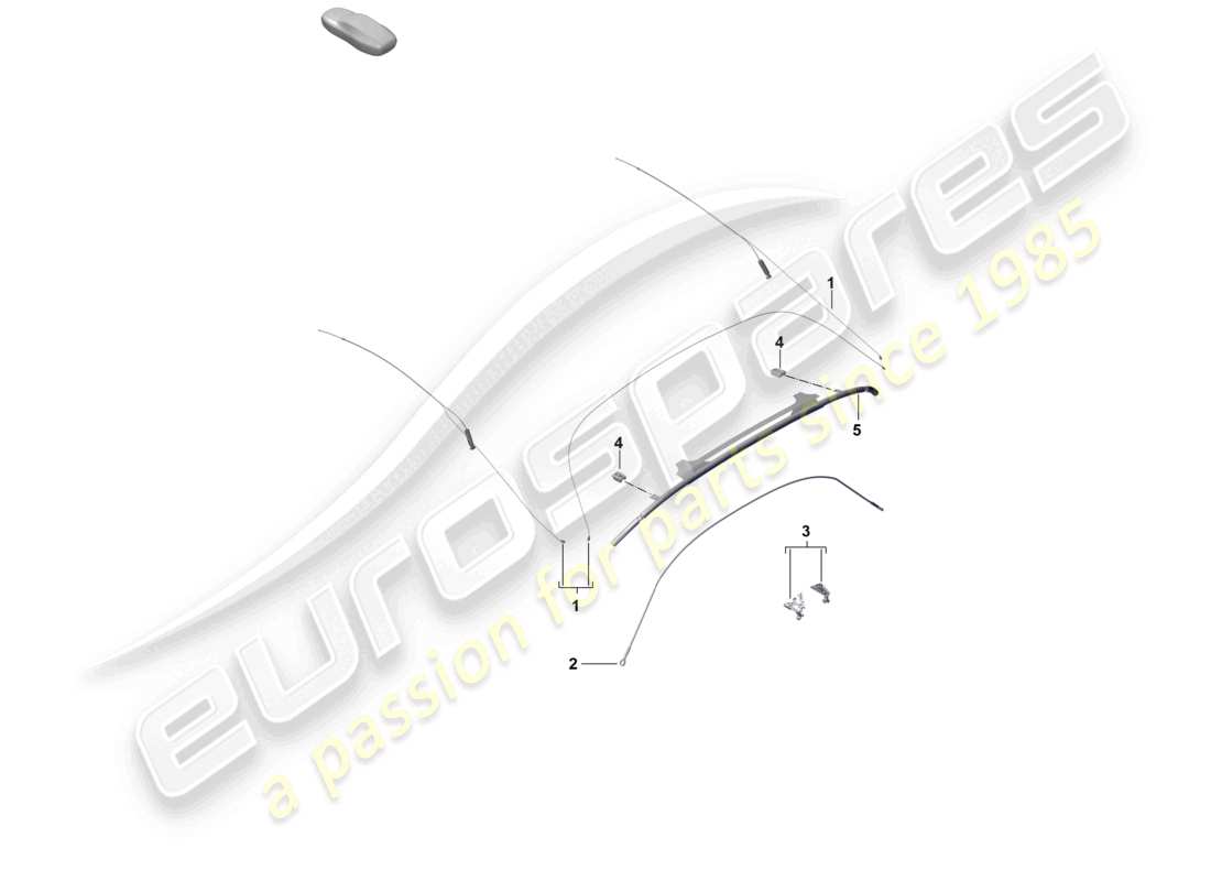 porsche 2022 (718 boxster spyder) cabrioverdeck-spanndraht eckverstrebung teilediagramm