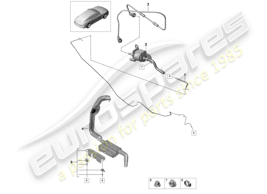 porsche 2021 (panamera 971-1) zusatzheizung kraftstoffversorgungssystem und abgassystem teilediagramm