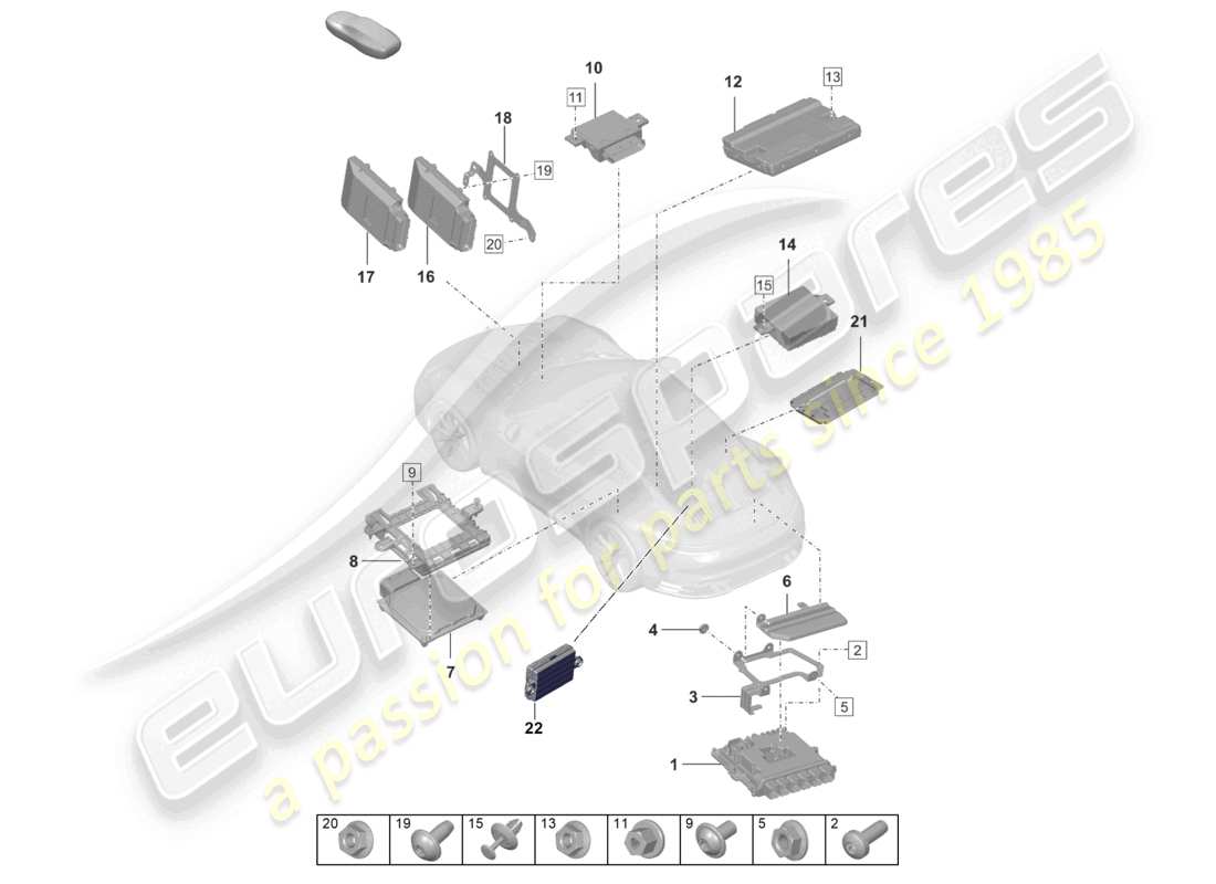porsche 2022 (992-1) steuergeräte ersatzteildiagramm