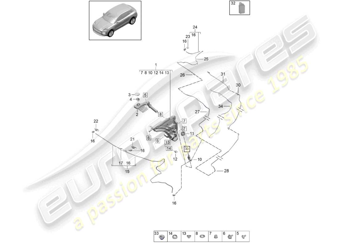 porsche 2021 (macan) scheibe teilediagramm