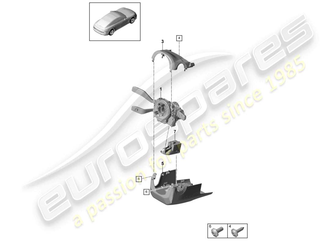 porsche 2021 (panamera 971-1) lenkstockschalter ersatzteildiagramm