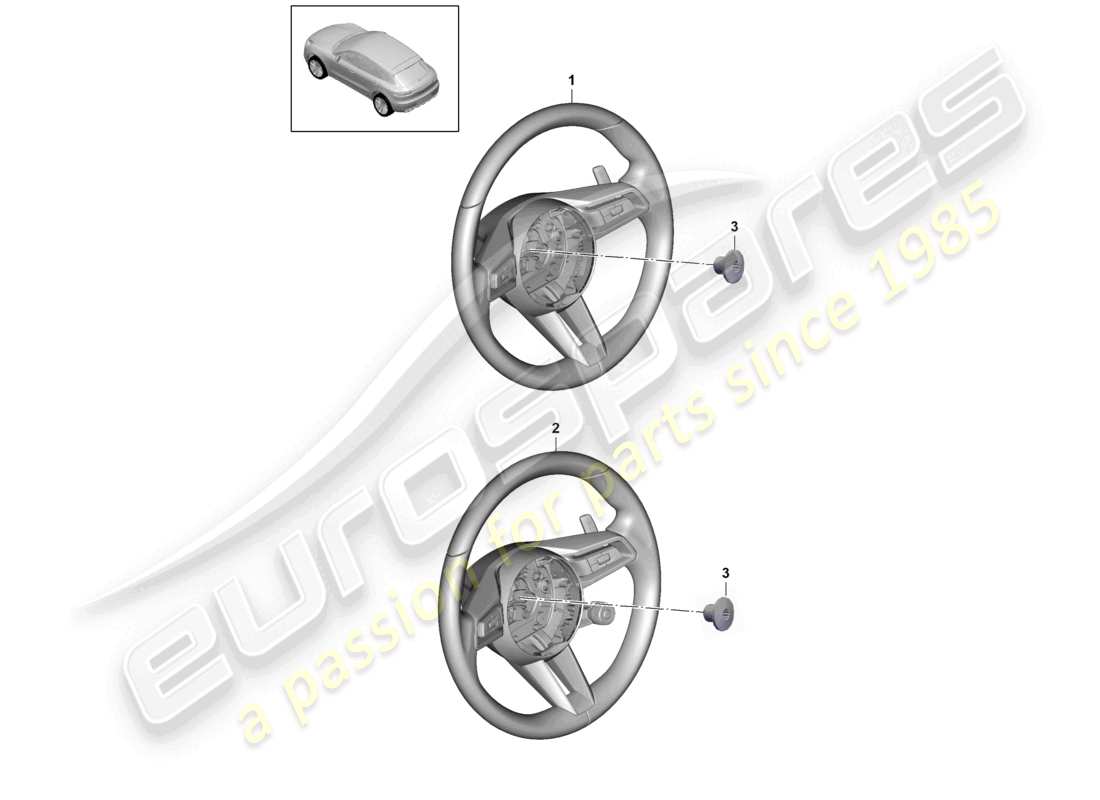 porsche 2021 (macan) multifunktionslenkrad (leder) pr:gp2 - pdk - teilediagramm