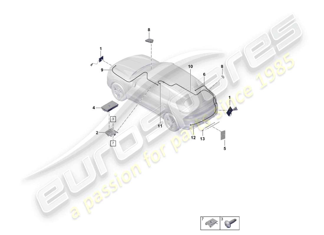 porsche 2025 (cayenne e3 pa) antenne hinten multimediasystem telefonantenne teilediagramm