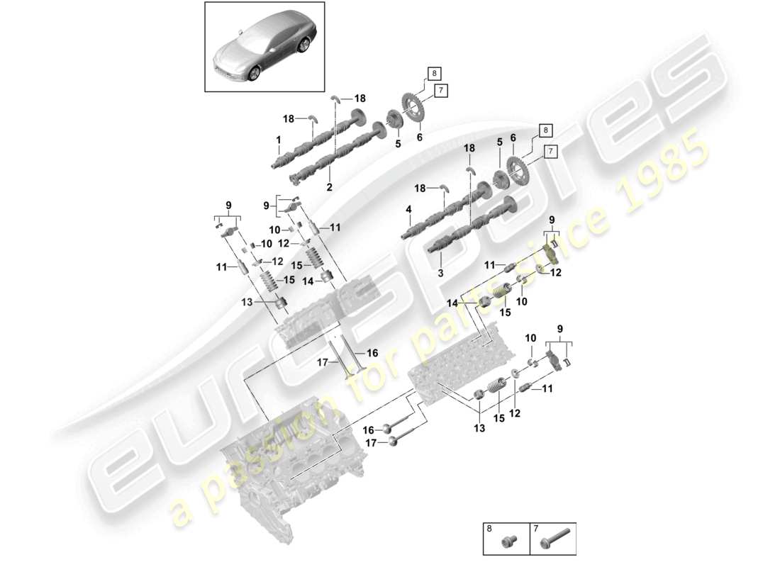 porsche 2021 (panamera 971-1) nockenwelle, ventile ersatzteildiagramm