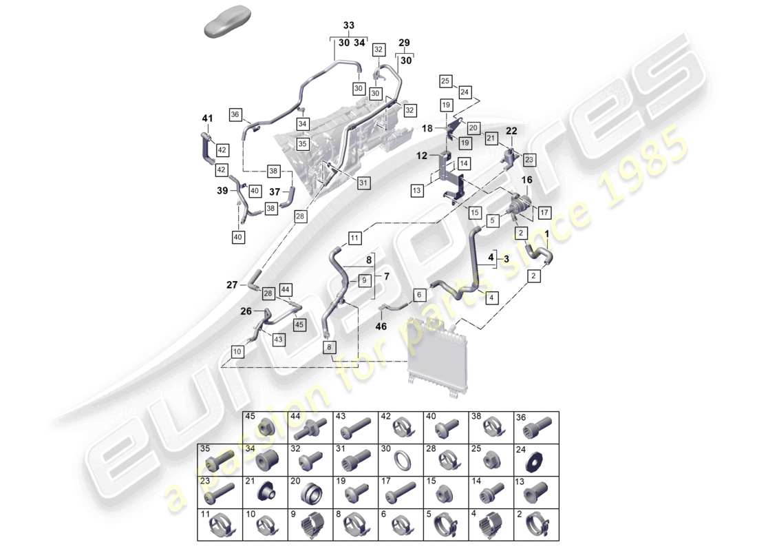 porsche 2025 (cayenne e3 pa) kühlmittelkühlsystem teilediagramm