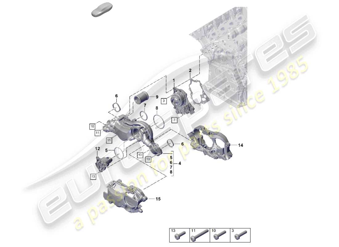 porsche 2025 (cayenne e3 pa) kühlmittelpumpen-thermostatgehäuse – teilediagramm