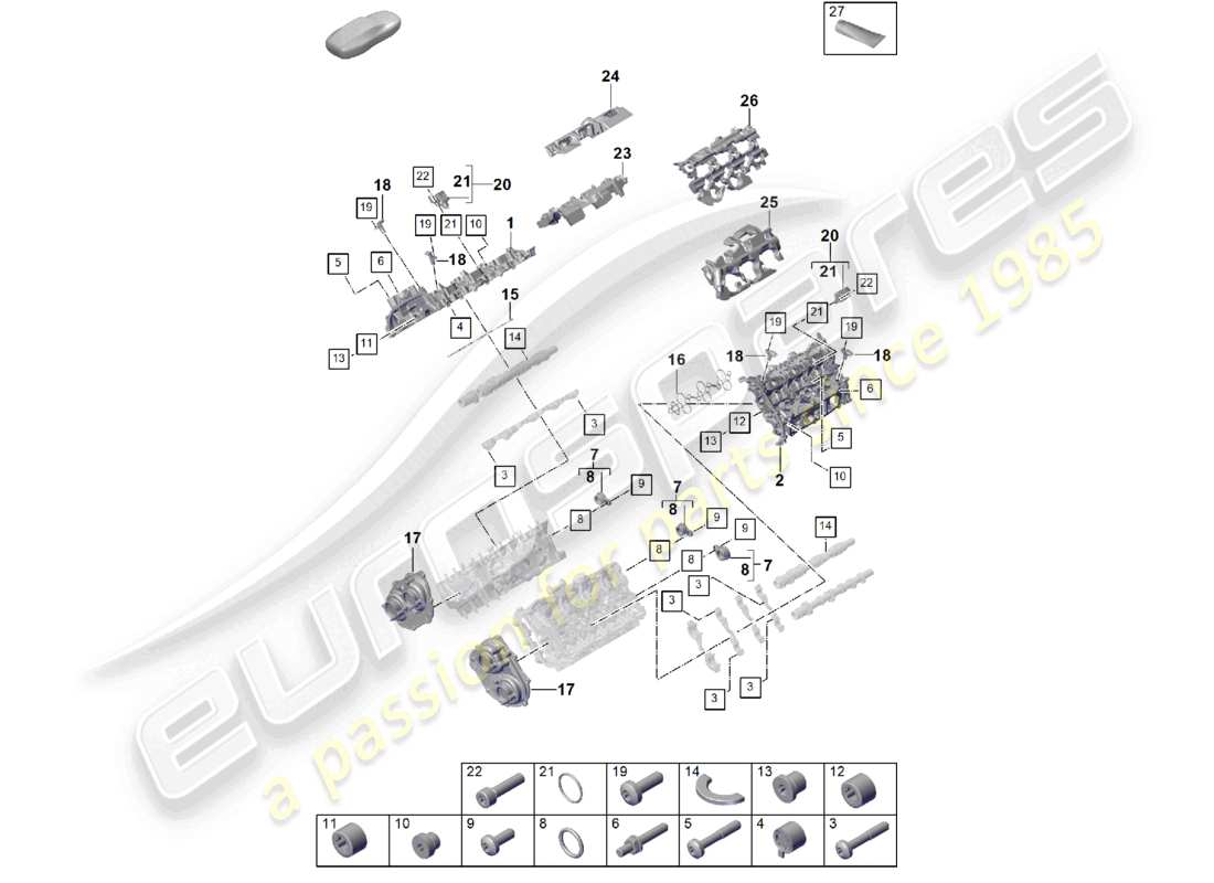 porsche 2025 (cayenne e3 pa) zylinderkopfhaube schalldämpfer zubehör teilediagramm