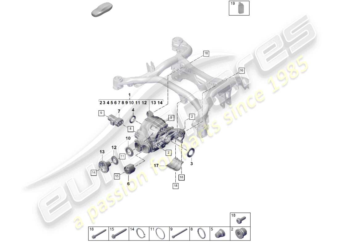 porsche 2025 (cayenne e3 pa) hinterachsdifferenzial für modelle mit differenzialsperre ersatzteildiagramm