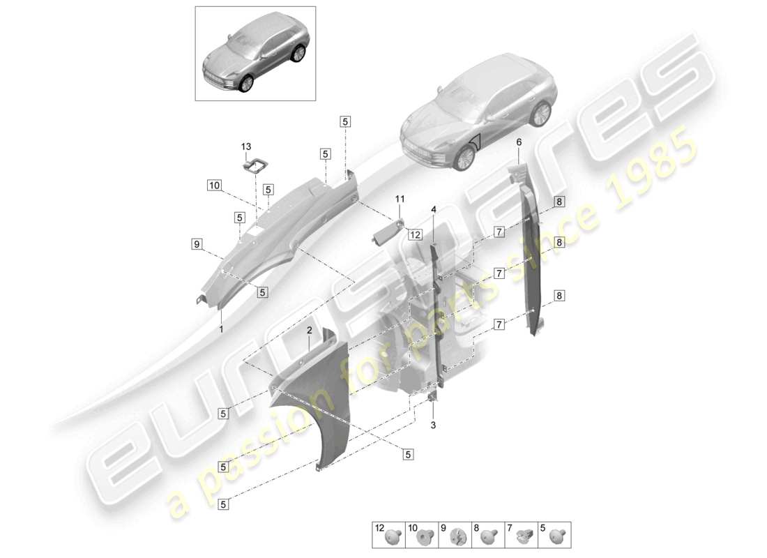 porsche 2021 (macan) kotflügel vorne teilediagramm