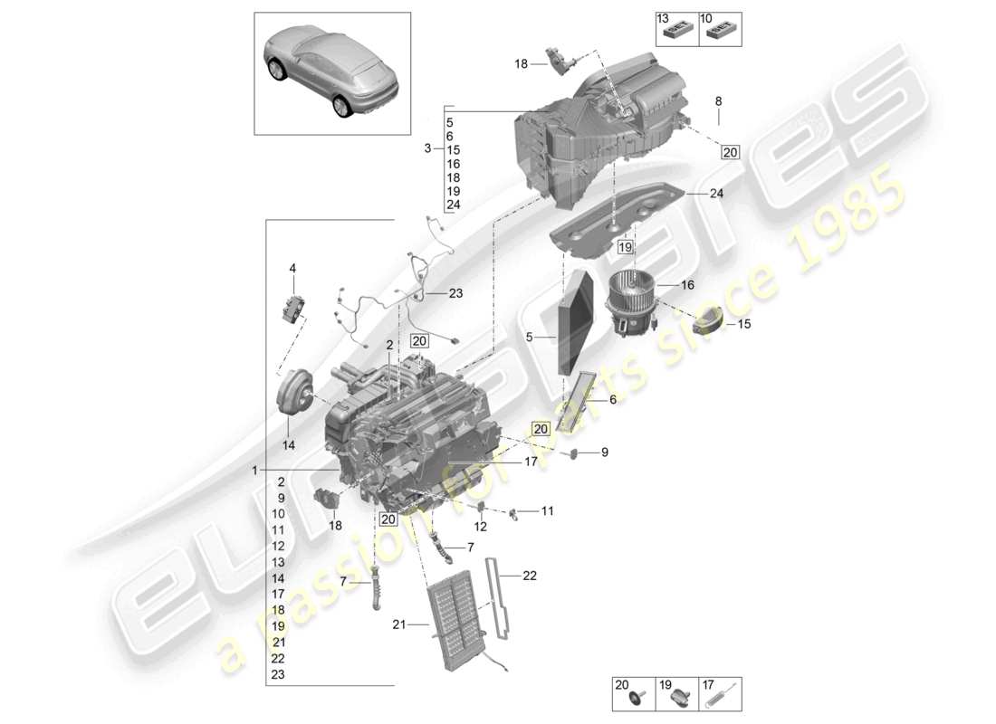 porsche 2021 (macan) klimaanlage r134a teilediagramm