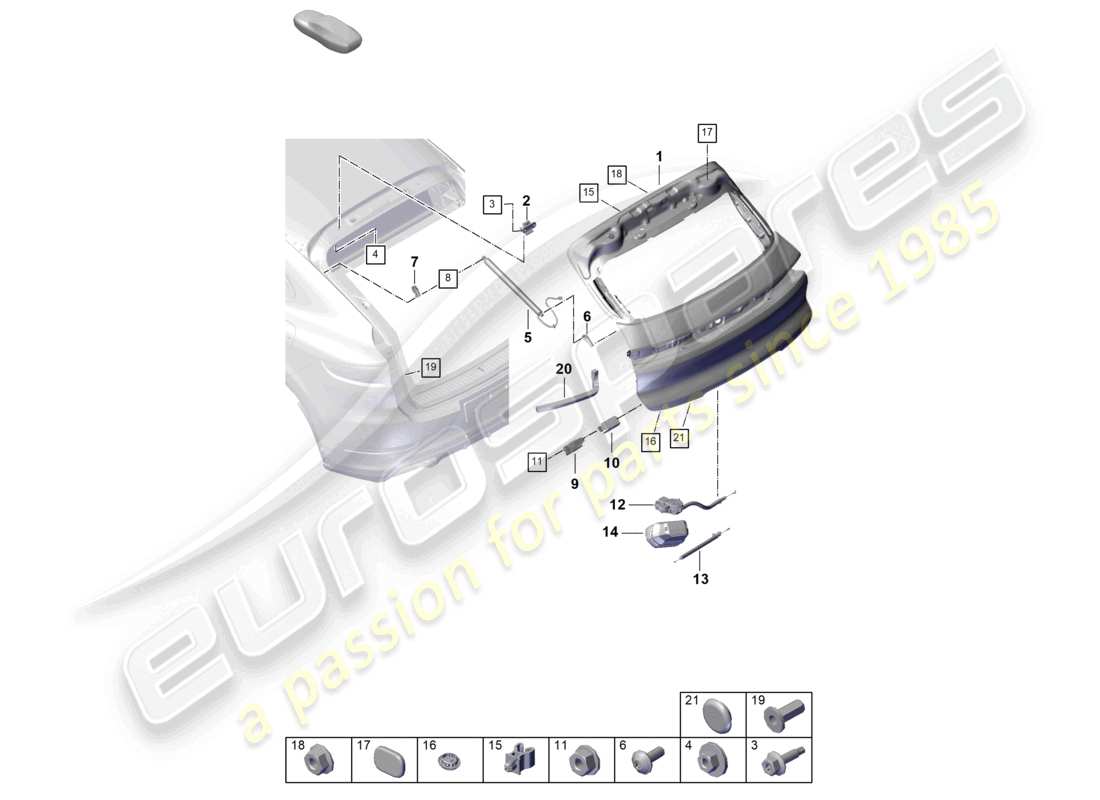 porsche 2025 (cayenne e3 pa) hintere klappe - teilediagramm