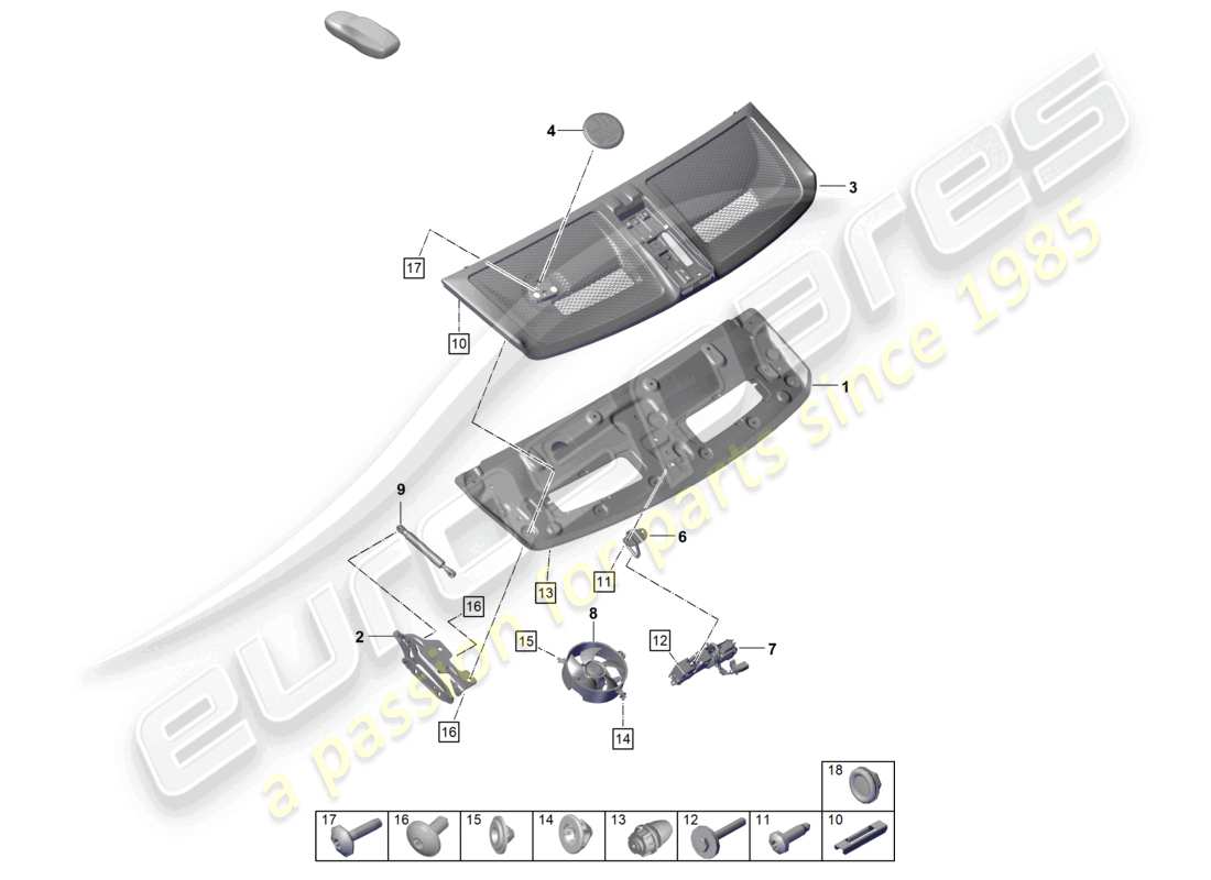 porsche 2025 (992-2 gt3/rs/st) heckklappe/kofferraumdeckel ersatzteildiagramm