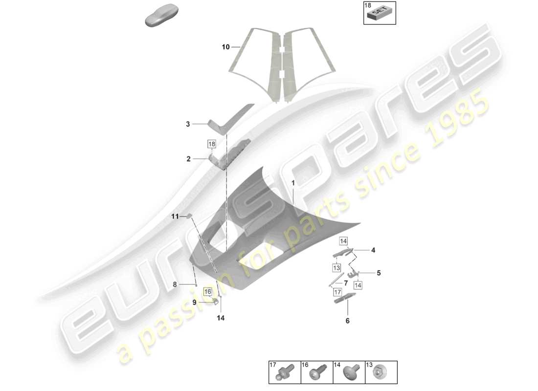 porsche 2025 (992-2 gt3/rs/st) motorhaube gt3rs teilediagramm