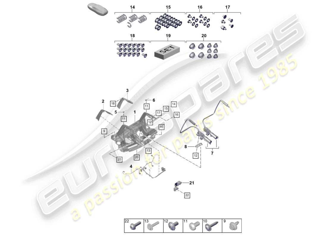 porsche 2021 (992-1 gt3/rs/st) heckspoiler teilediagramm