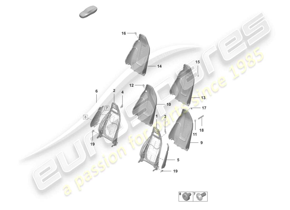 porsche 2024 (992-2 gt3/rs/st) rückenlehnenrahmen ersatzteildiagramm