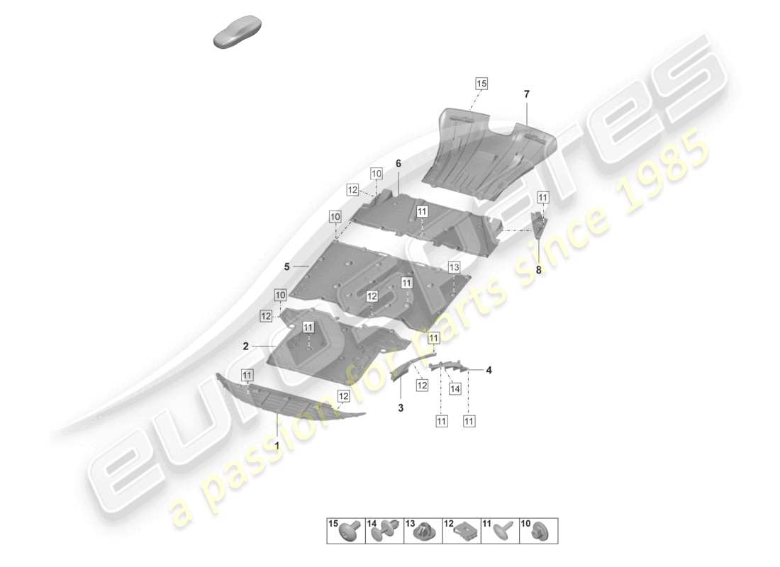 porsche 2024 (992-2 gt3/rs/st) unterbodenverkleidung teilediagramm
