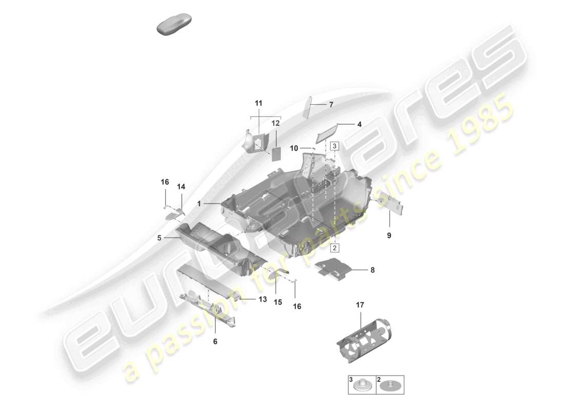 porsche 2024 (992-2 gt3/rs/st) bodenbelags-(teppich-)leisten - teilediagramm
