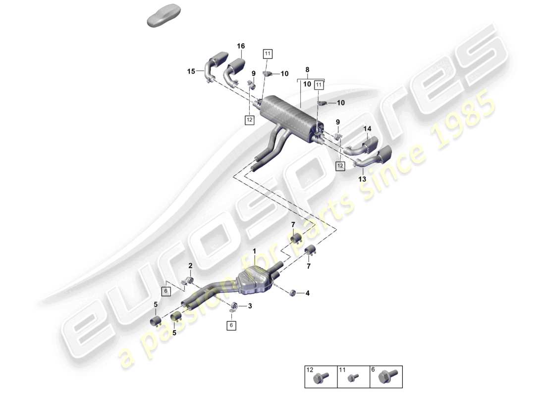 porsche 2025 (cayenne e3 pa) abgasanlage vorschalldämpfer nachschalldämpfer endrohr teilediagramm