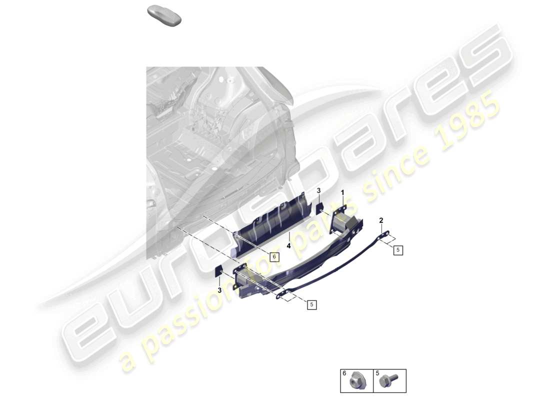 porsche 2023 (cayenne e3 pa) stoßstangenträger hinten für fahrzeuge mit serienmäßiger abgasanlage für die serie ersatzteildiagramm