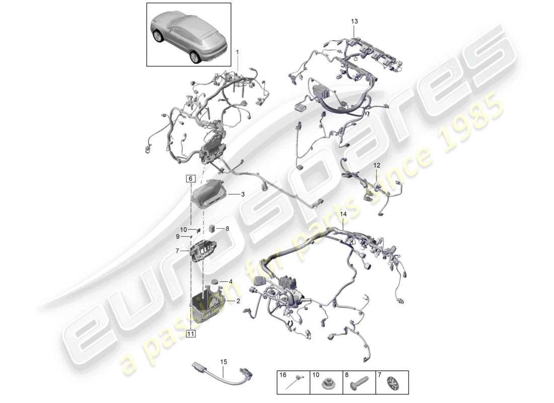 porsche 2021 (macan) kabelsatz motorteilediagramm