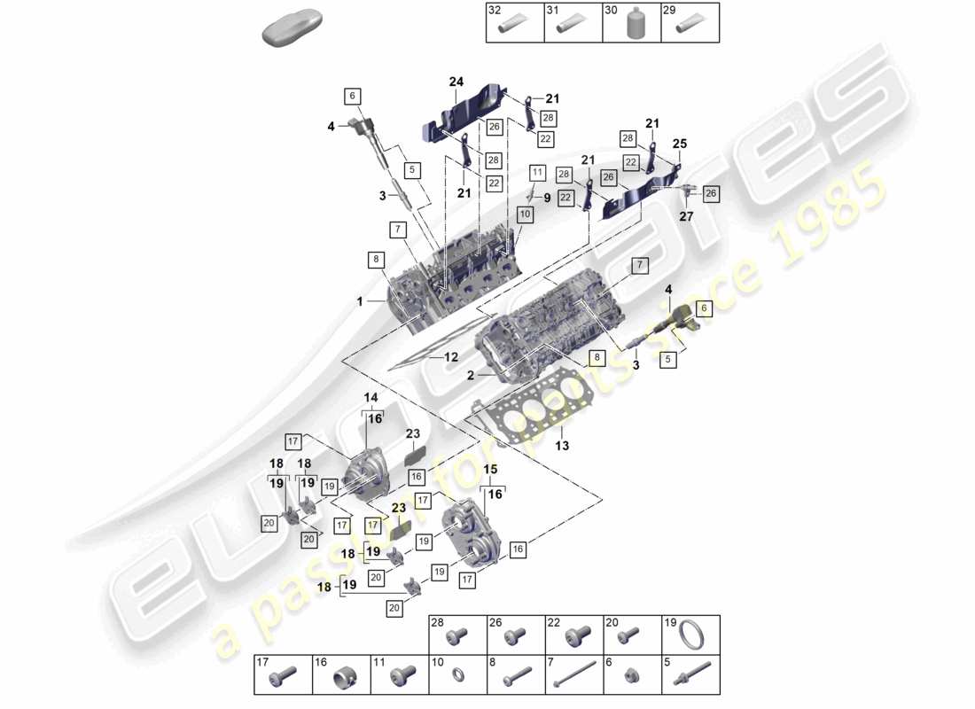 porsche 2025 (cayenne e3 pa) zylinderkopf teilediagramm