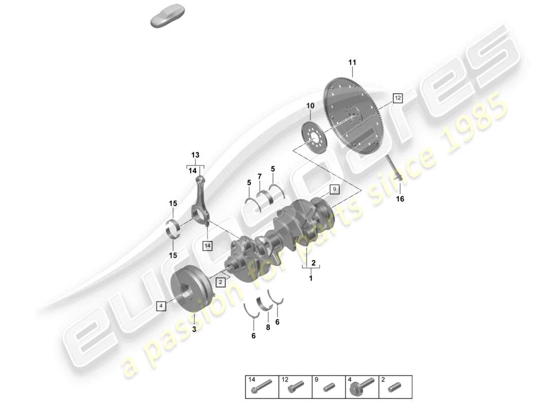 porsche 2025 (cayenne e3 pa) kurbelwelle pleuel kupplungsscheibe teilediagramm