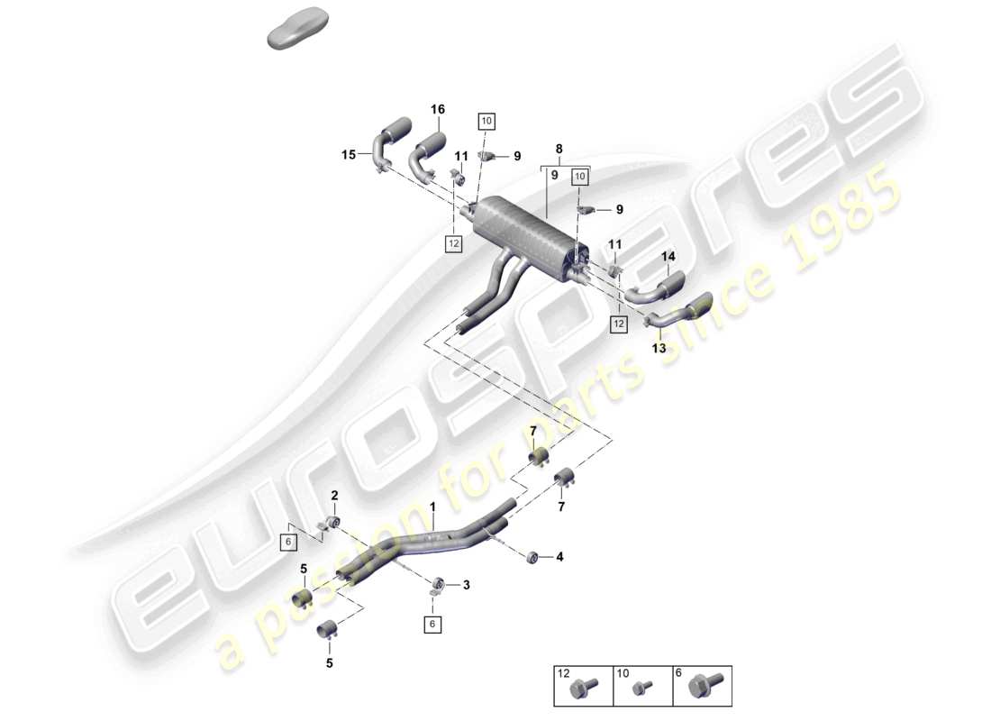 porsche 2025 (cayenne e3 pa) abgasanlage sportversion vorschalldämpfer nachschalldämpfer endrohr teilediagramm