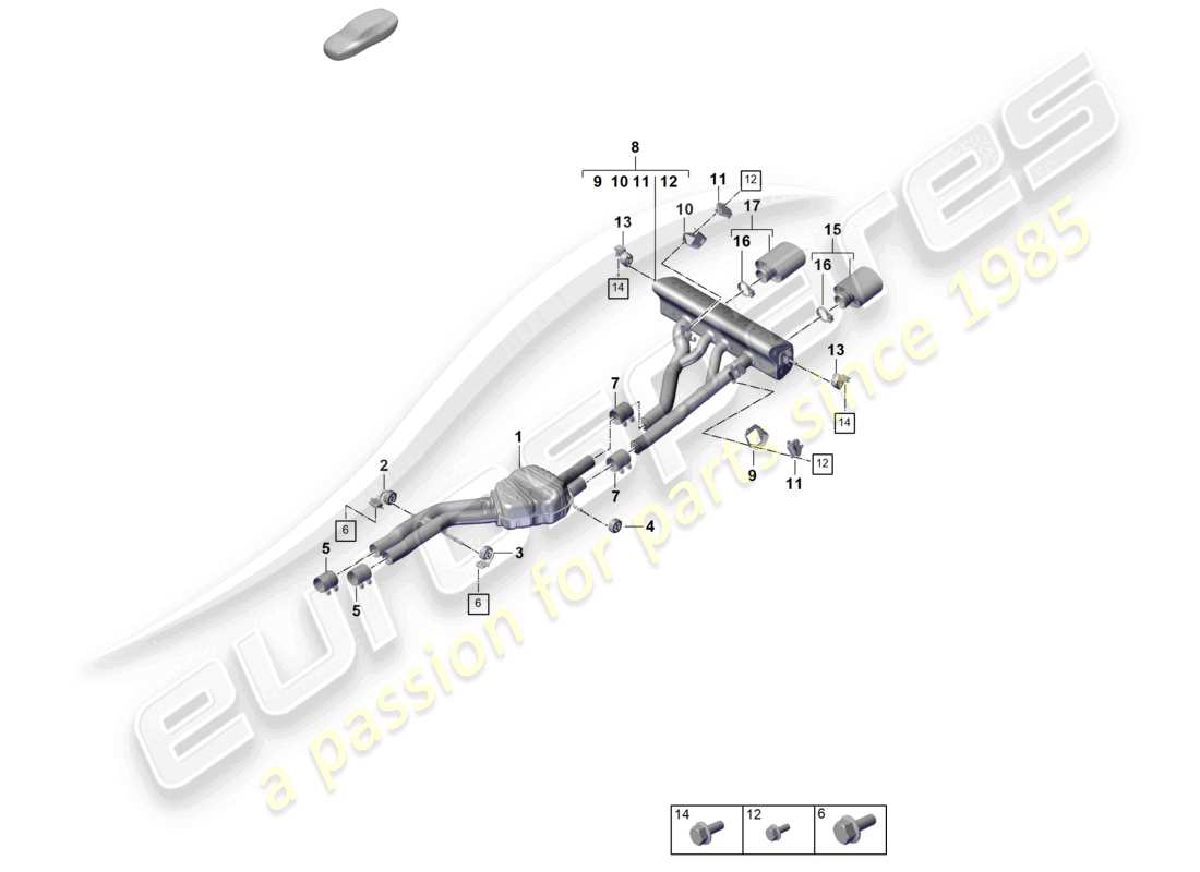 porsche 2025 (cayenne e3 pa) abgasanlage sportversion vorschalldämpfer nachschalldämpfer endrohr teilediagramm