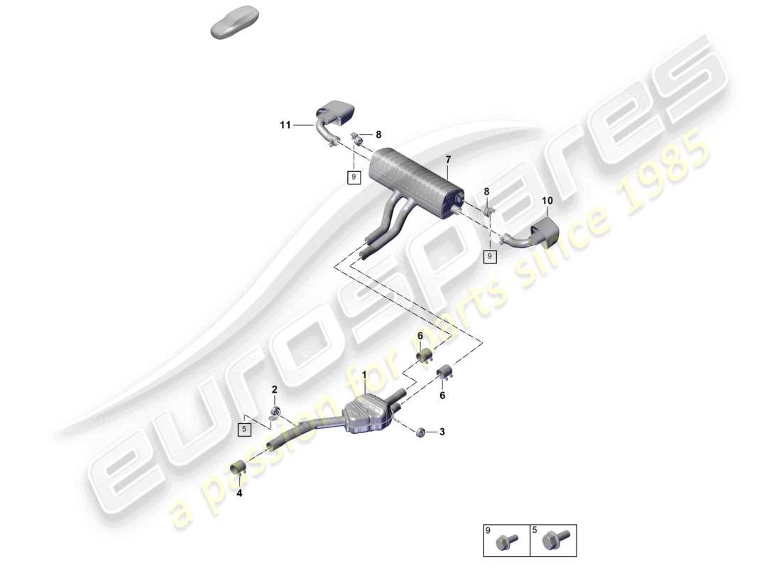 porsche 2025 (cayenne e3 pa) abgasanlage vorschalldämpfer nachschalldämpfer endrohr teilediagramm