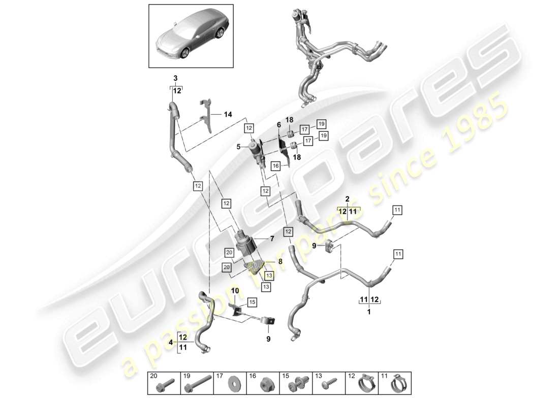 porsche 2021 (panamera 971-1) heizung für modelle mit dieselmotor ersatzteildiagramm