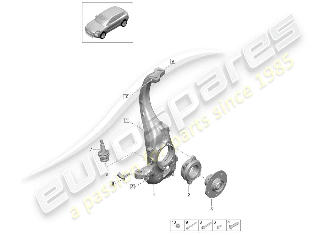 porsche 2021 (macan) schwenkbefestigung radnabe teilediagramm