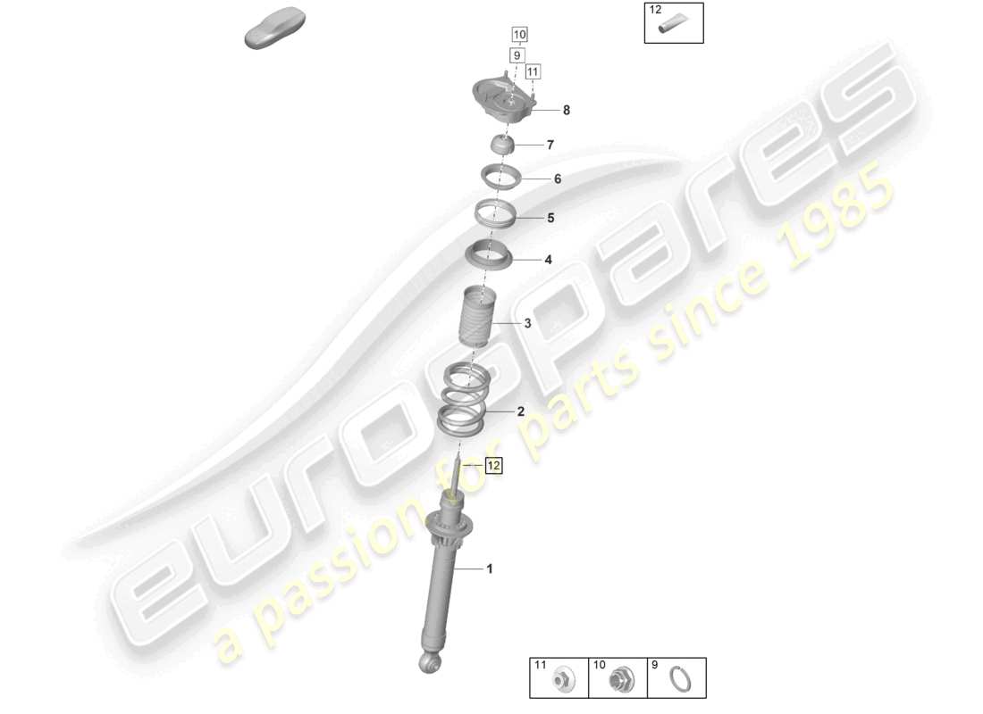 porsche 2024 (992-2 gt3/rs/st) aufhängung stoßdämpfer teilediagramm