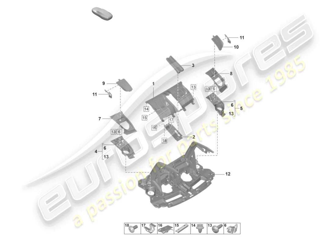 porsche 2021 (992-1 gt3/rs/st) heckklappe/kofferraumdeckel ersatzteildiagramm