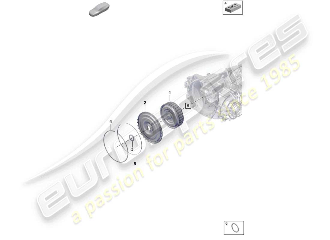 porsche 2021 (718 cayman gt4) - pdk - getriebekupplung für doppelkupplungsgetriebe teilediagramm