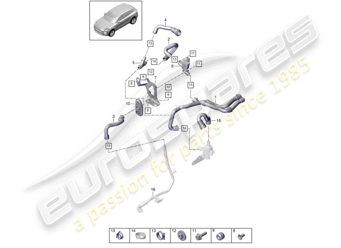 porsche 2021 (macan) heizung v6 turbo wasserkasten linkslenker teilediagramm
