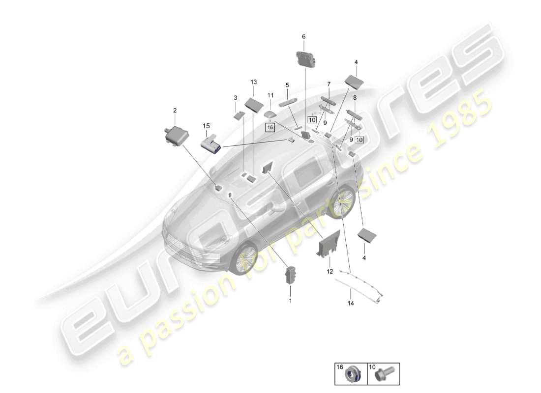 porsche 2021 (macan) antenne antennenverstärker teilediagramm