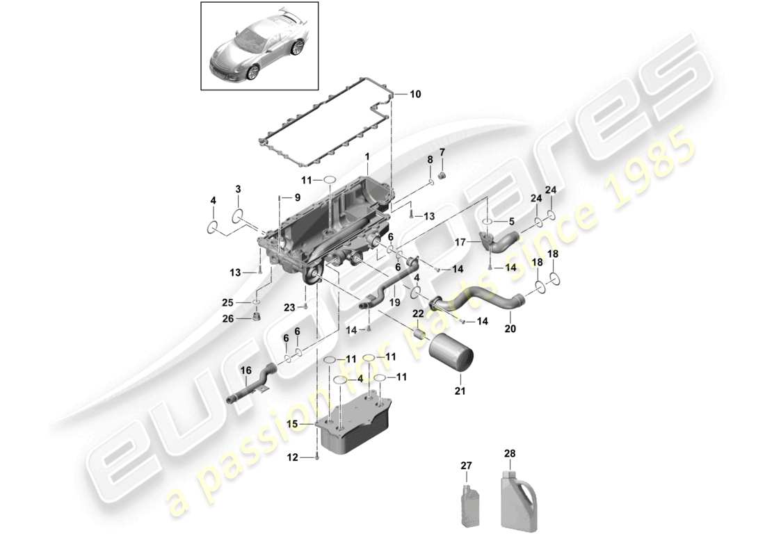porsche 2021 (991-2 r/gt3/rs) ölfilterkonsole motoröl teilediagramm