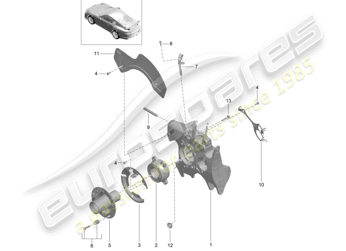 porsche 2021 (991-2 r/gt3/rs) radträger radnabe d - mj 2018>> ersatzteildiagramm