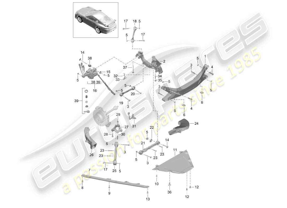 porsche 2021 (991-2 r/gt3/rs) hinterachse seitenteil trägerführung d >>- mj 2017 ersatzteildiagramm